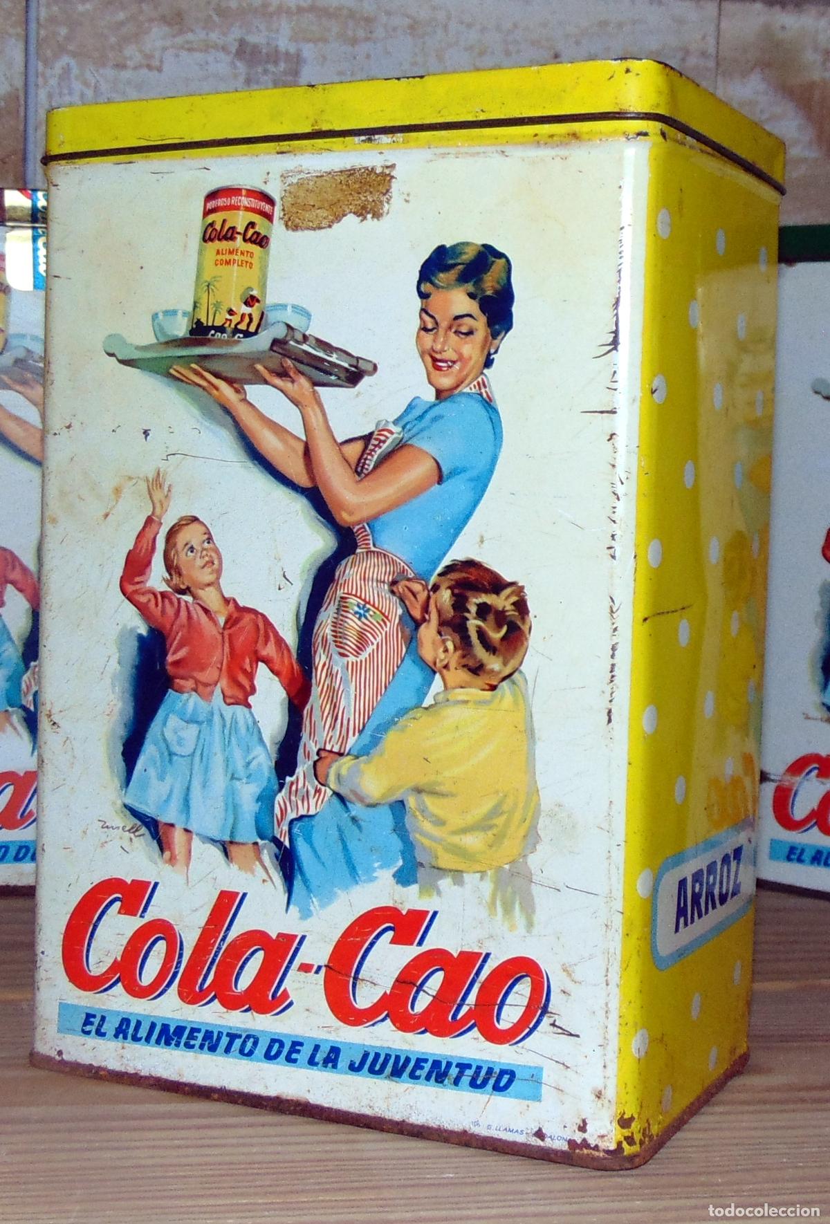 Cajas y cajitas met&aacute;licas: CAJA VINTAGE COLA-CAO ORIGINAL A&Ntilde;OS 60-70 PARA ARROZ, 22,2x15CM