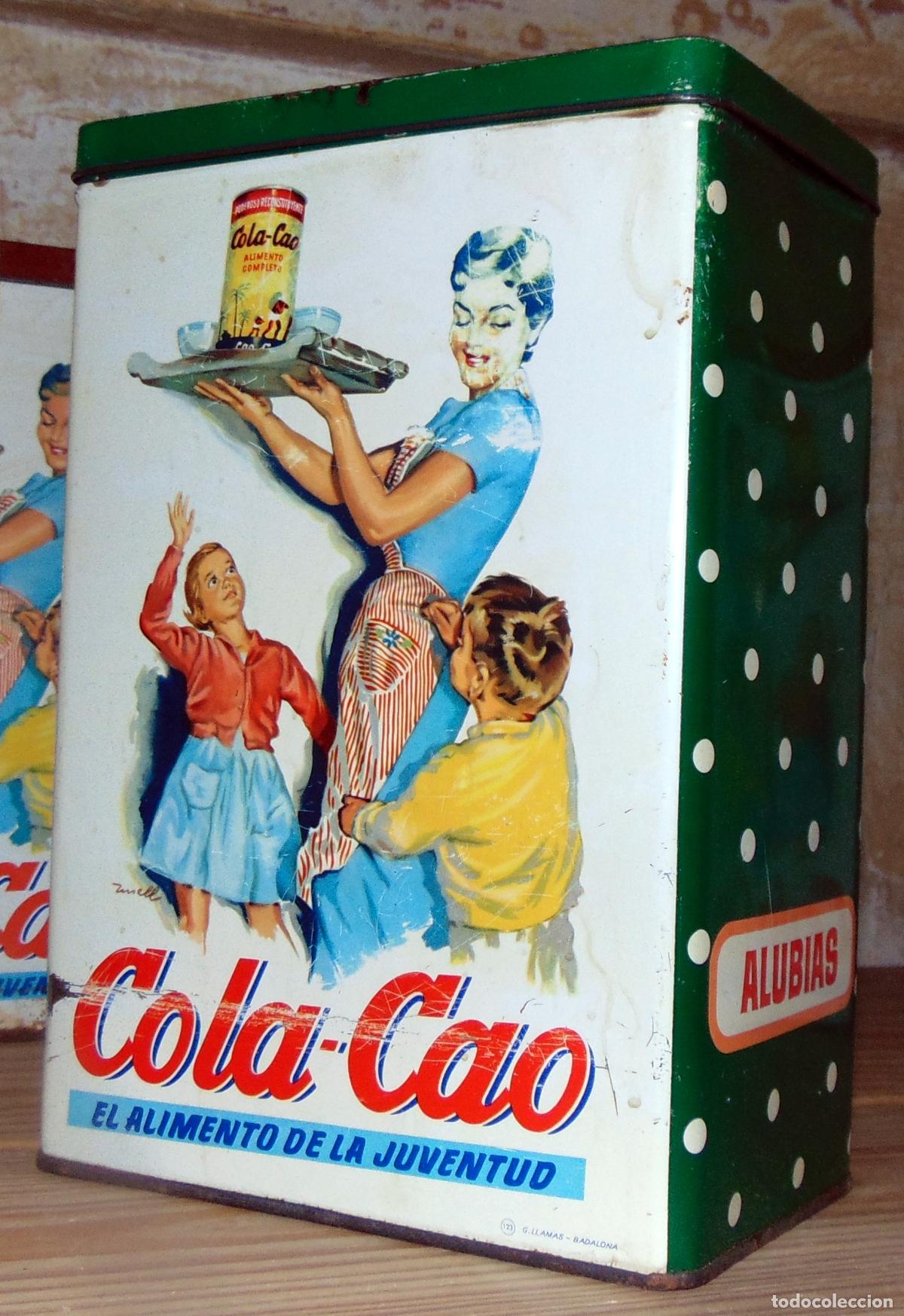 Cajas y cajitas met&aacute;licas: CAJA VINTAGE COLA-CAO ORIGINAL A&Ntilde;OS 60-70 PARA ALUBIAS, 22,2x15CM