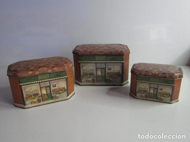 Cajas y cajitas met&aacute;licas: PRECIOSO JUEGO DE 3 LATAS DE HOJALATA LITOGRAFIADAS VINTAGE MARKS & SPENCER RAR