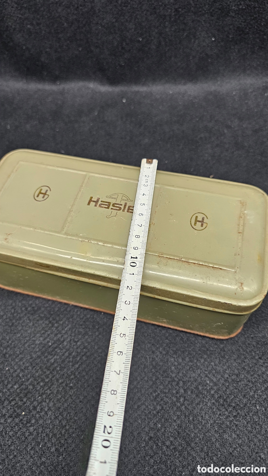 Cajas y cajitas met&aacute;licas: Antigua caja de lata Hasler - Foto 10