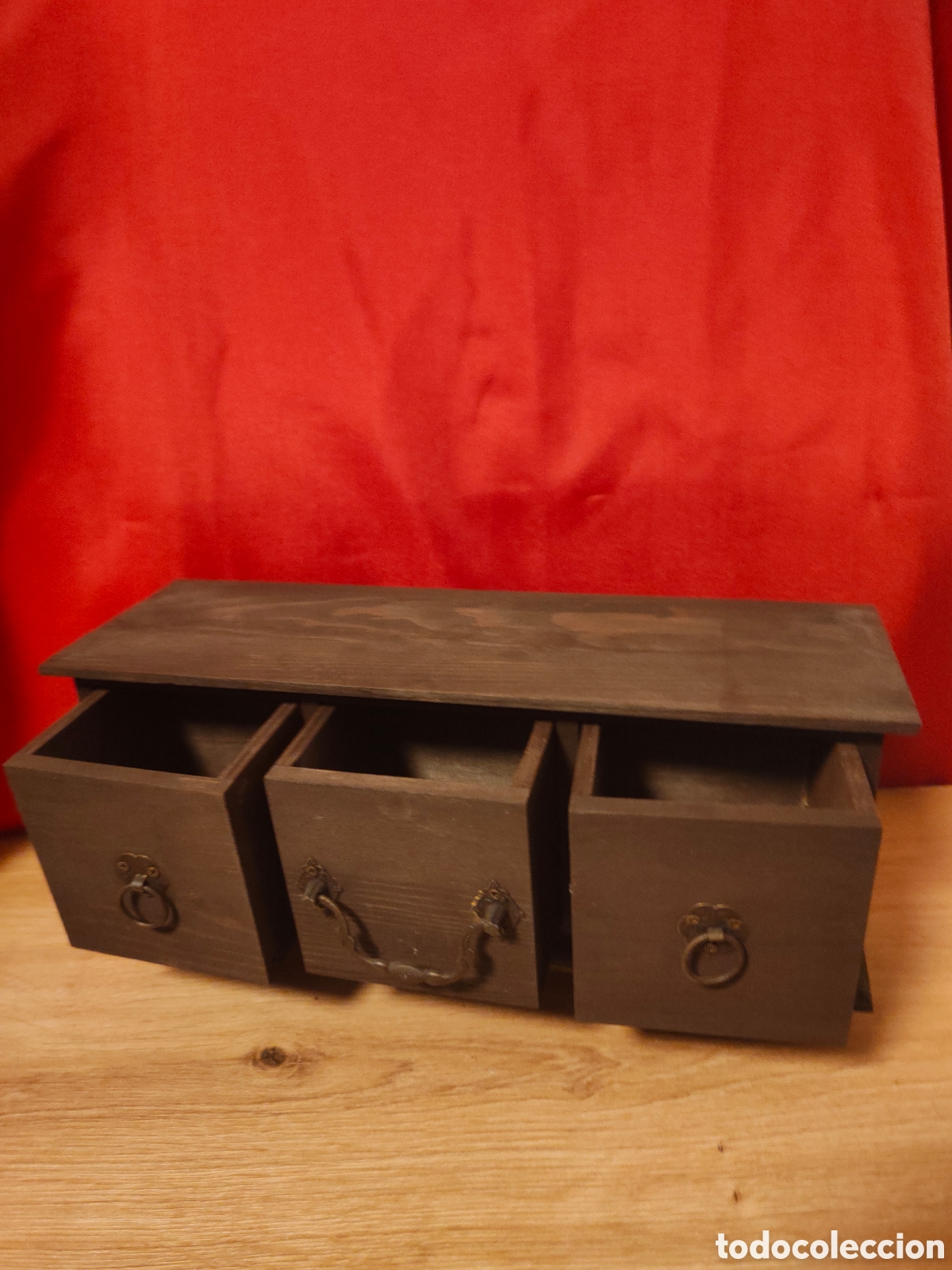 Cajas y cajitas met&aacute;licas: Antiguo Joyero madera 3 cajones