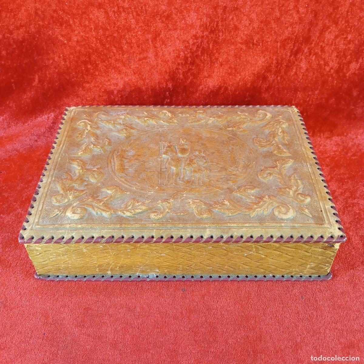 Cajas y cajitas met&aacute;licas: CAJA DE PIEL - DON QUIJOTE DE LA MANCHA Y SANCHO PANZA - TRABAJADA A MANO - CUERO - 26 X 19,5 CM
