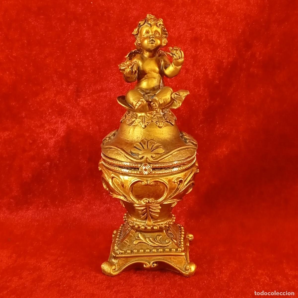 Cajas y cajitas met&aacute;licas: PRECIOSA CAJITA CON CORONACION DE ANGELITO - ANGEL - ANGELOTE TRIUNFAL - 16 CM