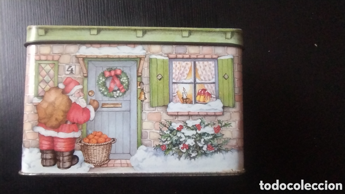 Cajas y cajitas met&aacute;licas: Cajita de caramelos de casita con Pap&aacute; Noel