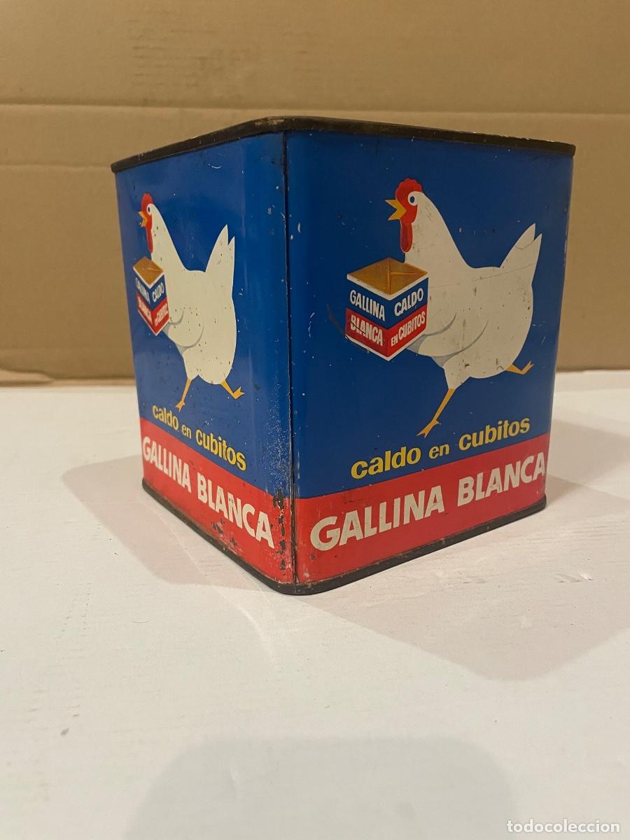 Cajas y cajitas met&aacute;licas: ANTIGUA CAJA DE LATA LITOGRAFIADA - CALDO EN CUBITOS GALLINA BLANCA ORIGINAL DE LA EPOCA A&Ntilde;OS 50