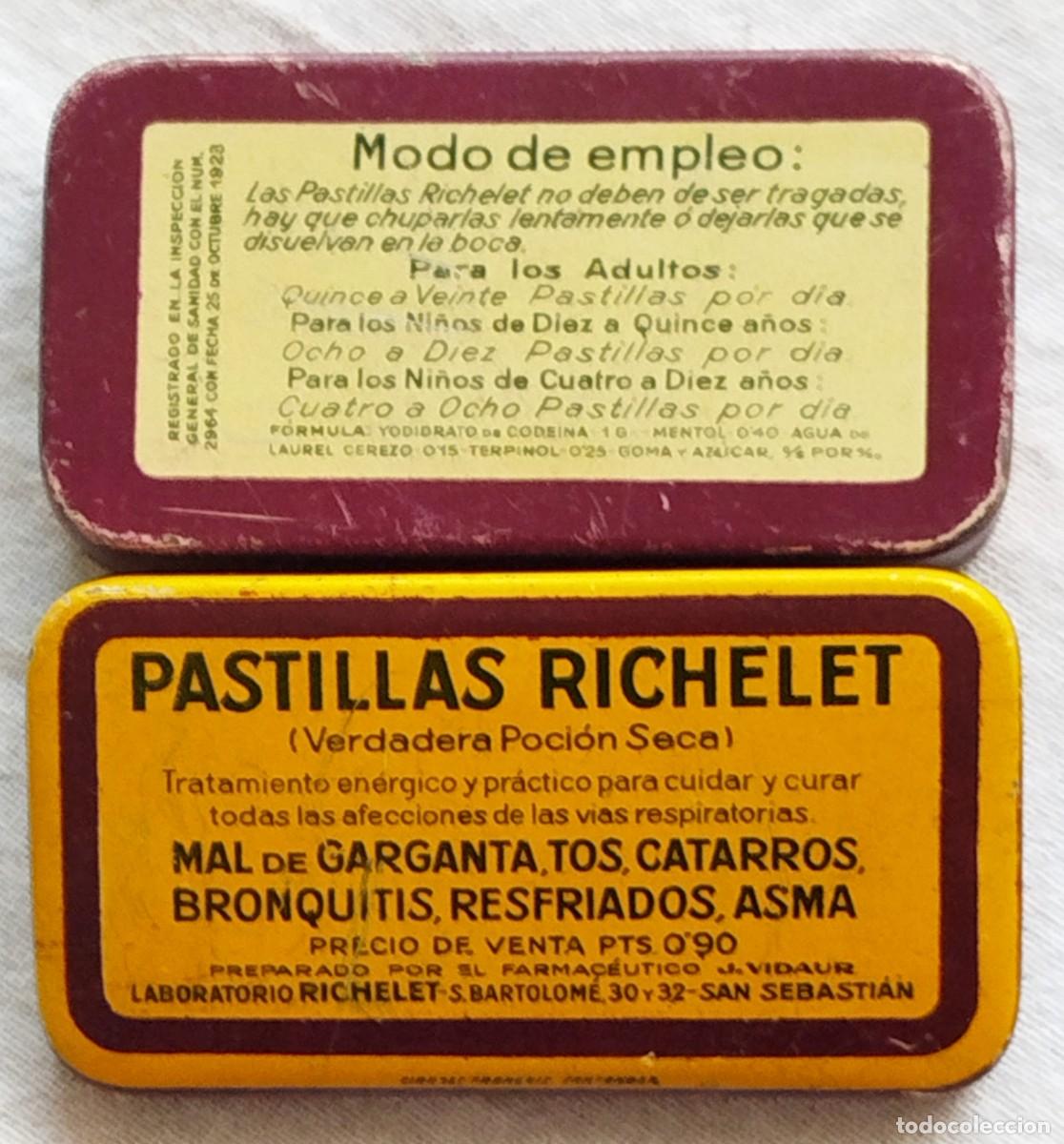 Blechdosen und Kisten: Antigua caja met&aacute;lica de Pastillas Richelet (conocidas como &rdquo;Verdadera Poci&oacute;n Seca&rdquo;)