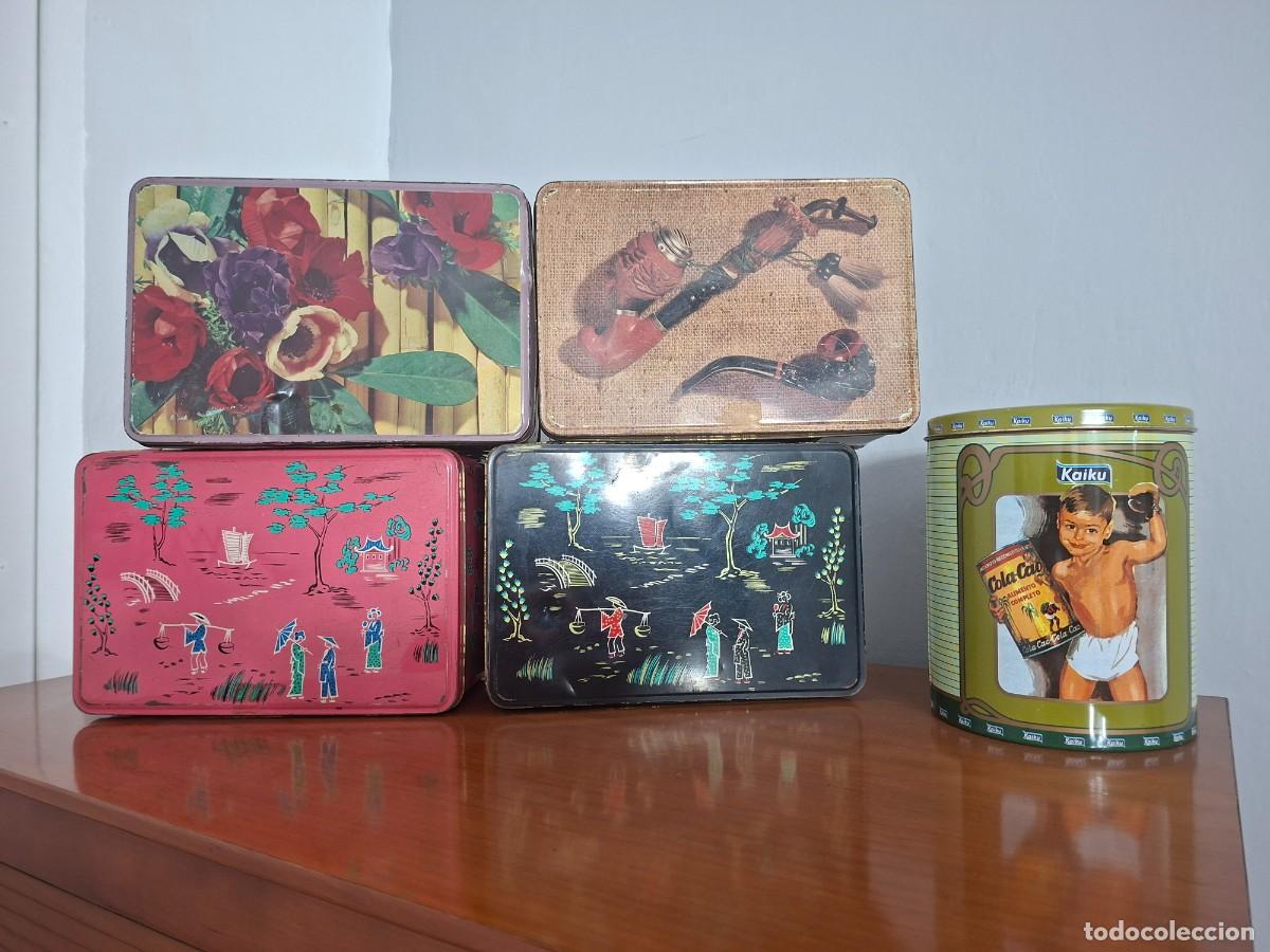 Cajas y cajitas met&aacute;licas: Lote 5 antiguas latas de Cola Cao
