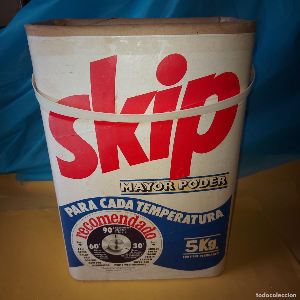 Cajas y cajitas met&aacute;licas: BOTE O TAMBOR DE CART&Oacute;N DE DETERGENTE SKIP. A&Ntilde;OS 70