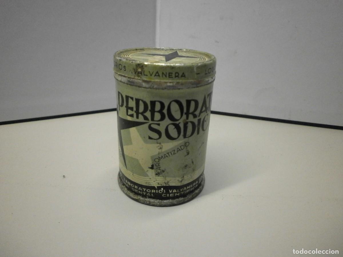 Cajas y cajitas met&aacute;licas: caja lata farmacia perborato sodico 1,50 pesetas