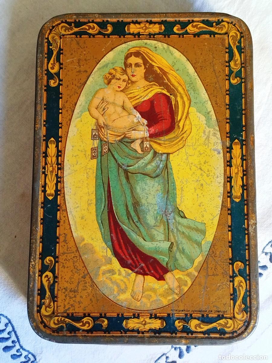 Cajas y cajitas met&aacute;licas: Antigua caja litografiada de dulce de membrillo Francisco Revuelta Vila, en Sevilla