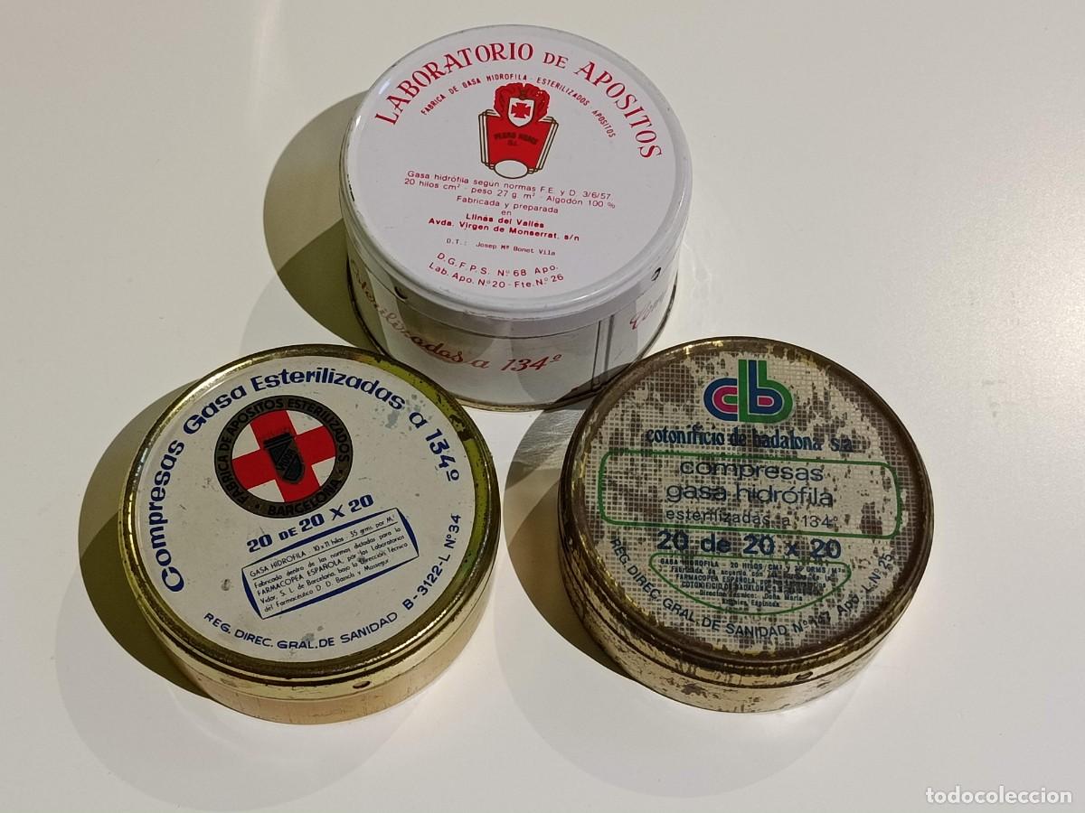 Cajas y cajitas met&aacute;licas: Lote cajas o latas Antiguas Gasas Esterilizadas o ap&oacute;sitos