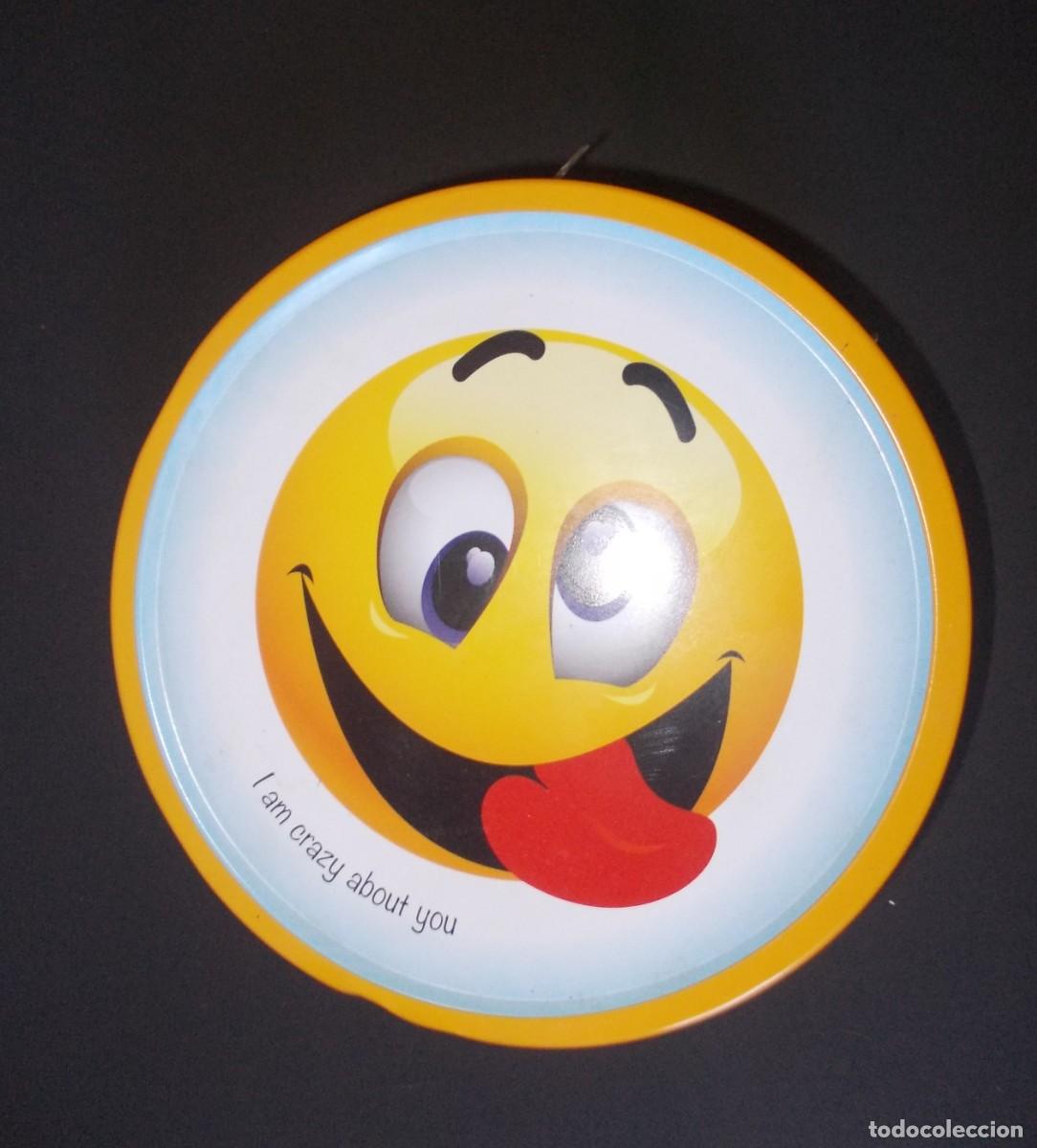 Caixas e caixinhas met&aacute;licas: Lata Caja Chapa Metalica Galletas De Mantequilla Kelsen Group Dinamarca Caritas Emoticonos Redonda