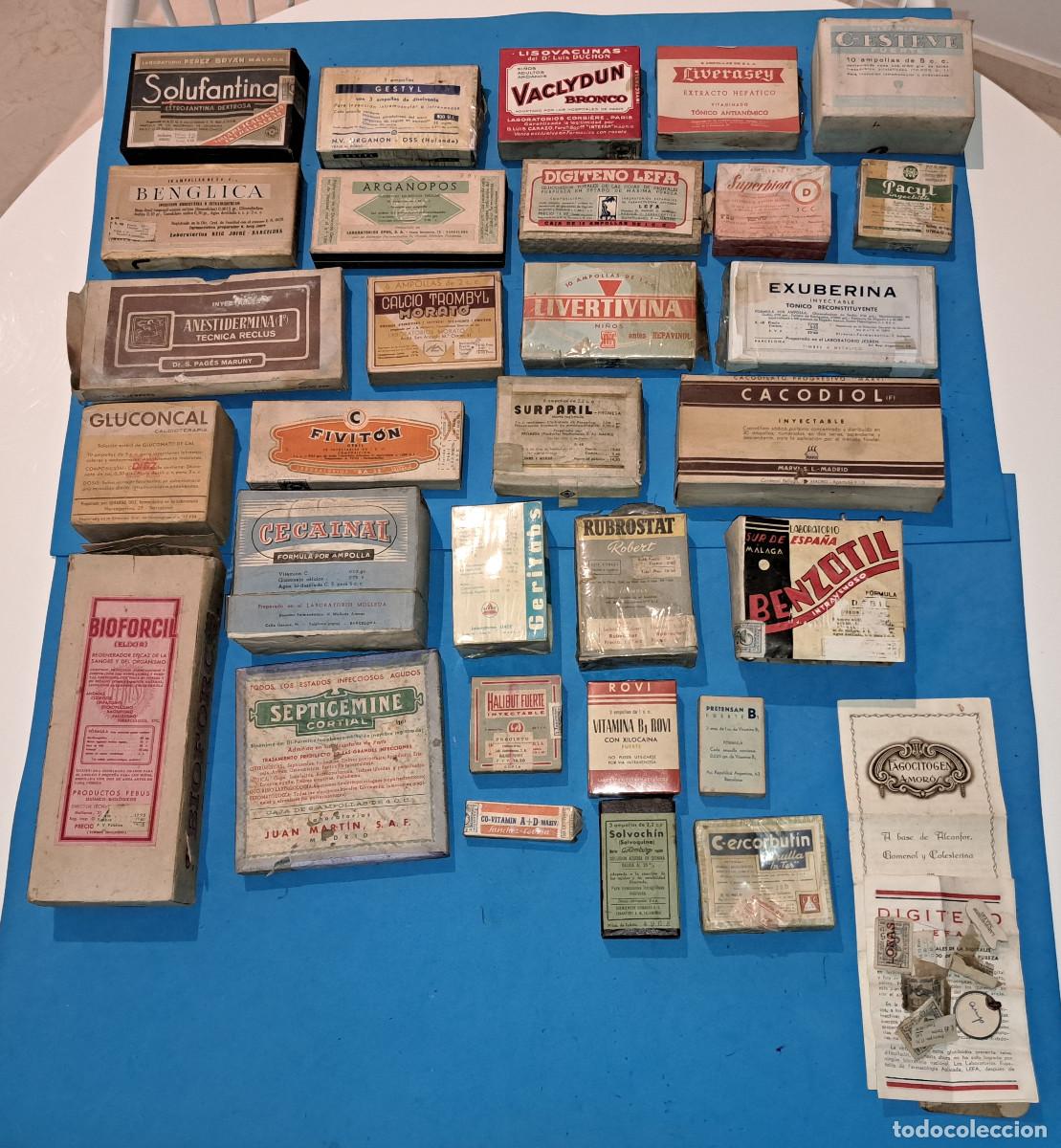 Cajas y cajitas met&aacute;licas: ANTIGUO LOTE DE FARMACIA - 30 MEDICAMENTOS - MUY ANTIGUOS - SOLO PARA COLECCIONISMO