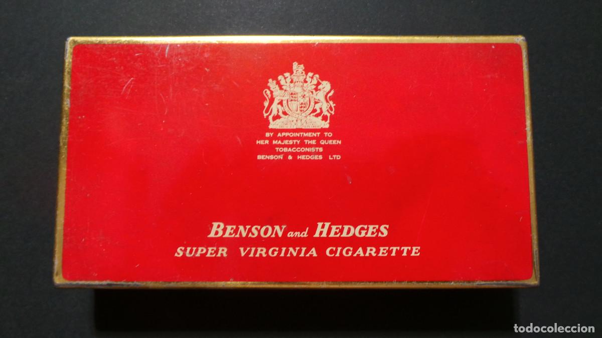 Casse e cassette metalliche: LATA CIGARRILLOS BENSON & HEDGES SUPER VIRGINIA COLOR ROJO Y DORADO, REINO UNIDO OLD BOND STREET.