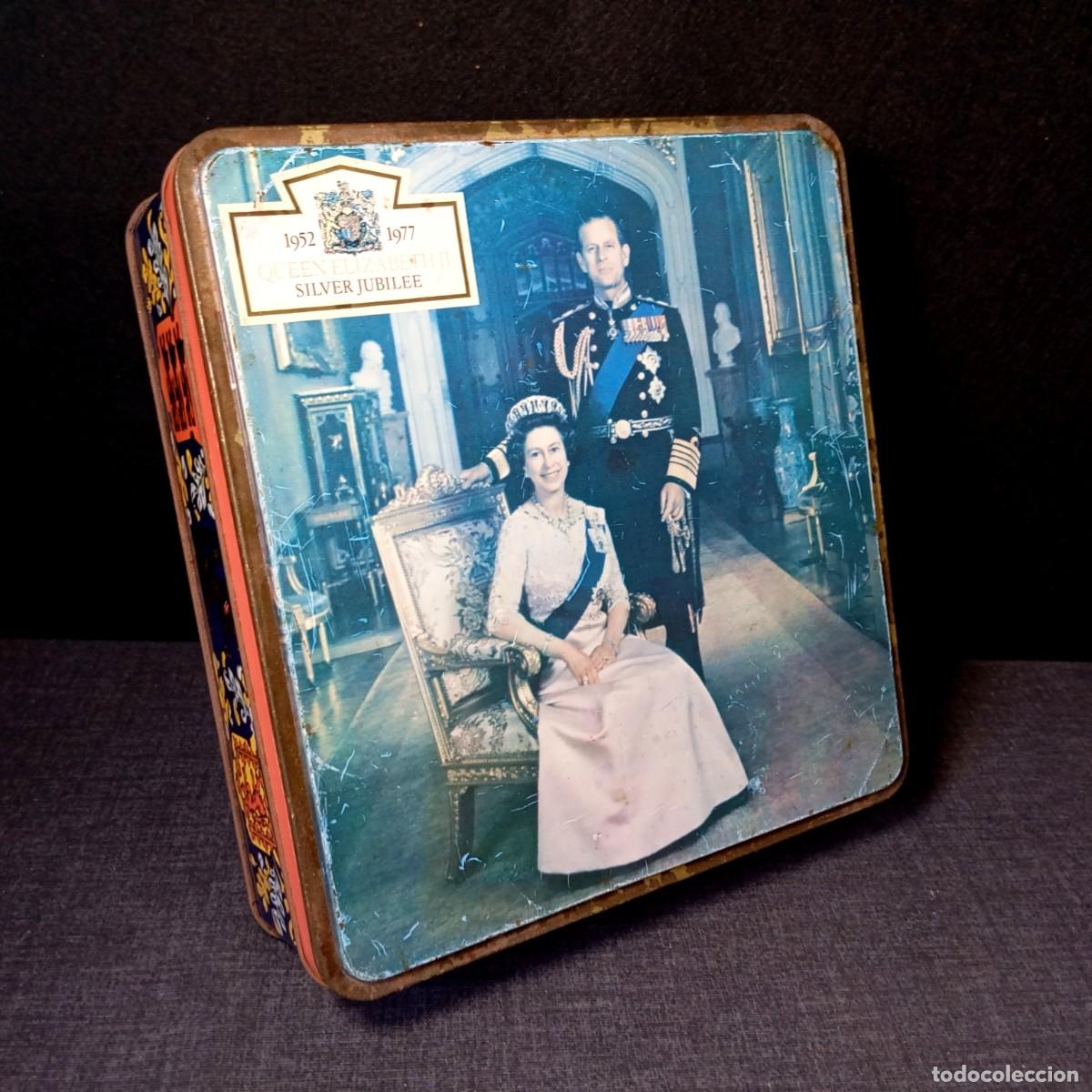 Cajas y cajitas met&aacute;licas: Caja Lata Conmemorativa Silver Jubilee 1977 Reina Isabel II Isabel de Inglaterra y Duque de Edimburg