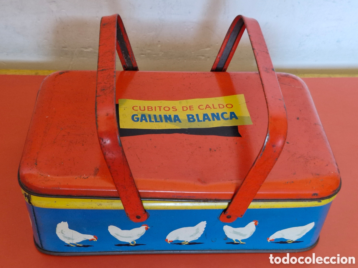 Cajas y cajitas met&aacute;licas: CAJA MET&Aacute;LICA CUBITOS CALDO GALLINA BLANCA 70'S.