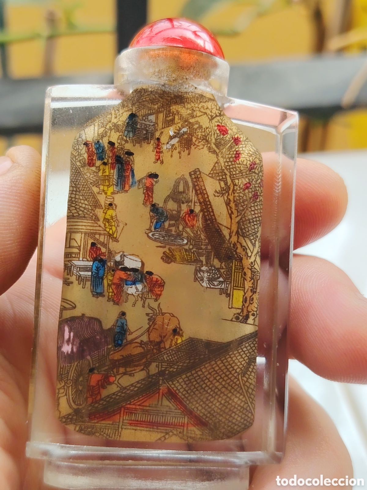Cajas y cajitas met&aacute;licas: BOTELLITA PINTADA A MANO RECTANGULAR CHINA PARA RAPE - Foto 4