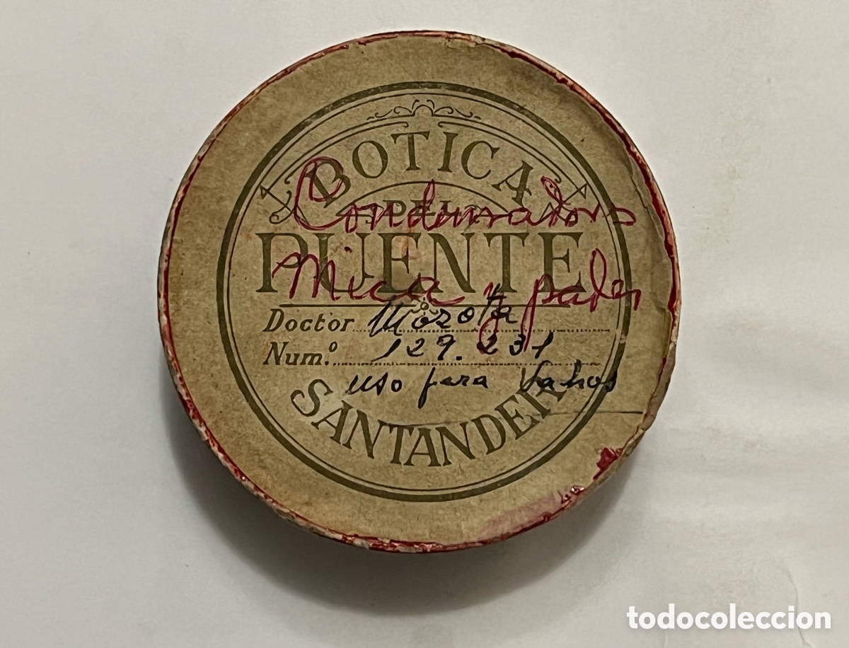 Cajas y cajitas met&aacute;licas: SANTANDER. BOTICA DEL PUENTE.. Doctor Mozota, No.129.231.. Caja farmacia (h.1910?)