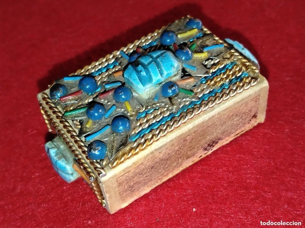 Cajas y cajitas met&aacute;licas: COFRE DE LOS RECUERDOS DEL ANTIGUO EIPTO CON PIEZAS DE ESCARABAJO EN TURQUESA(DIOS KHEPRI)AMULETO