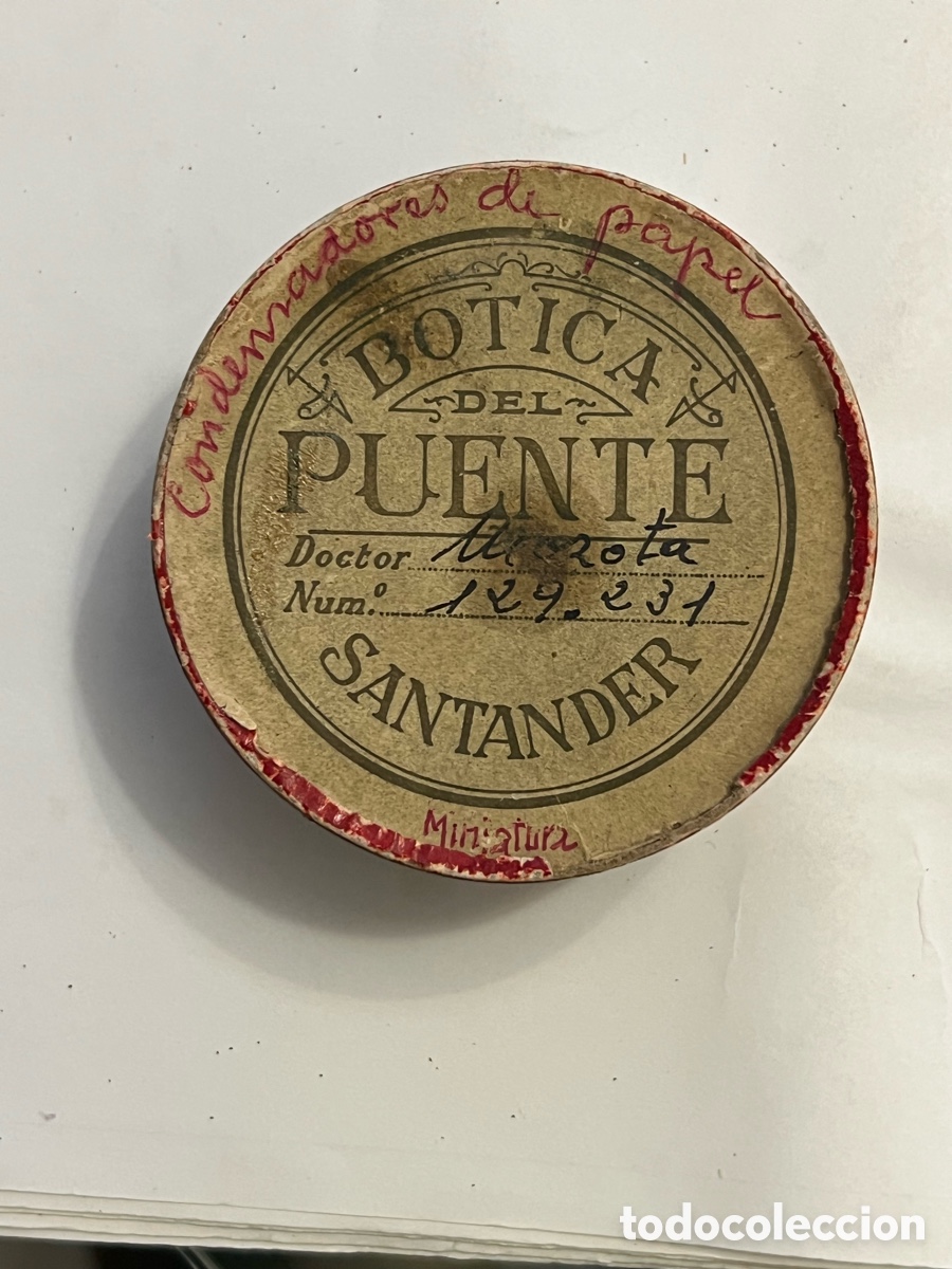 Boxes and metal boxes: SANTANDER. BOTICA DEL PUENTE.. Doctor Mozota, No.129.231.. Caja farmacia (h.1910?) y