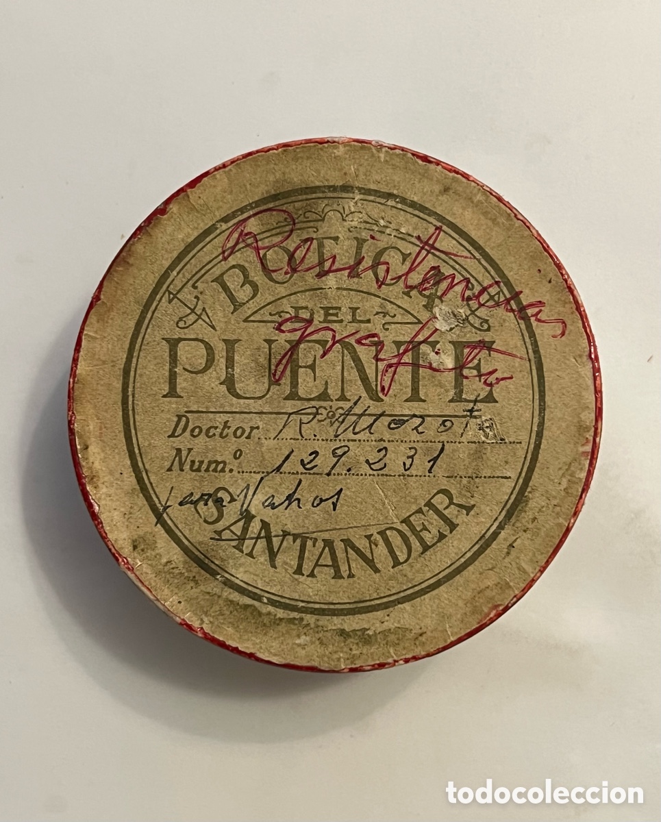 Blechdosen und Kisten: SANTANDER. BOTICA DEL PUENTE.. Doctor Mozota, No.129.231.. Caja farmacia (h.1910?)