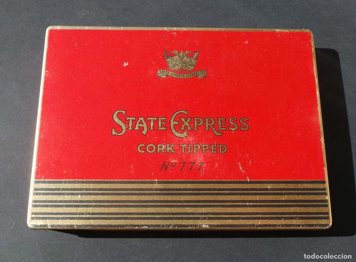 Cajas y cajitas met&aacute;licas: CAJA STATE EXPRESS N&ordm;777 DE ARDATH. LATA LITOGRAFIADA VINTAGE, CIGARRILLOS DE CORCHO (A&Ntilde;OS 30/50).