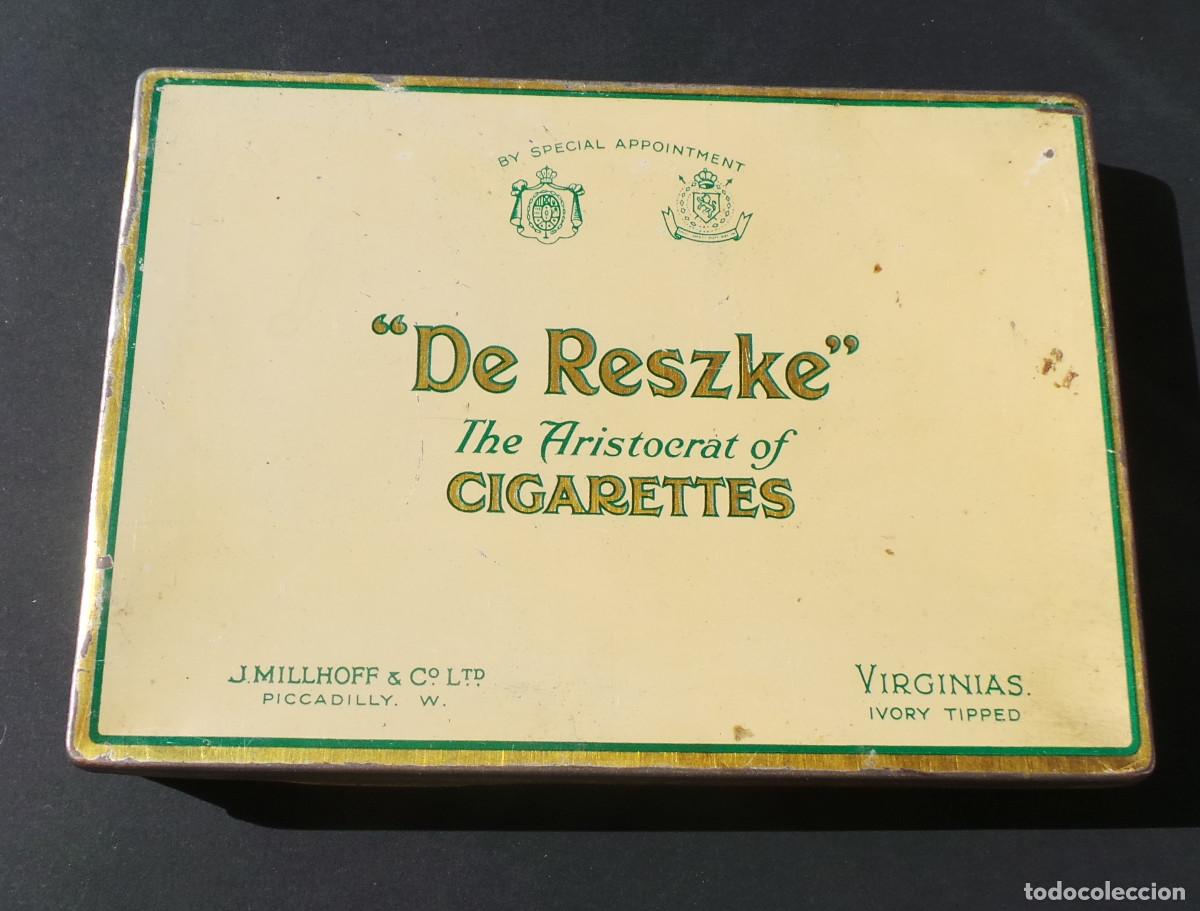 Caixas e caixinhas met&aacute;licas: CAJA DE LATA CIGARRILLOS DE RESZKE, COMPA&Ntilde;&Iacute;A BRIT&Aacute;NICA J. MILLHOFF & CO. LTD. PICCADILLY, LONDRES.