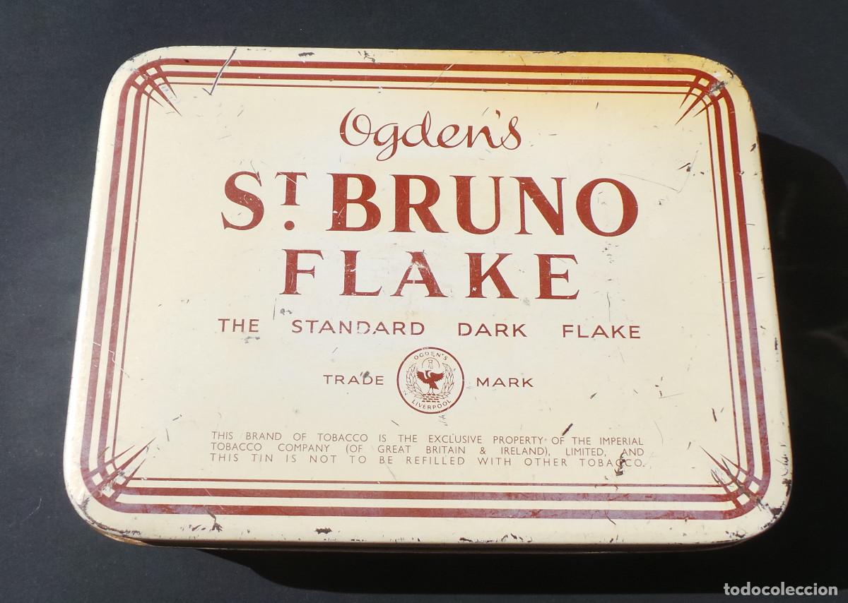 Caixas e caixinhas met&aacute;licas: LATA VINTAGE TABACO OGDEN'S ST BRUNO FLAKE. IMPERIAL TOBACCO, LIVERPOOL. CAJA MET&Aacute;LICA ANTIGUA.