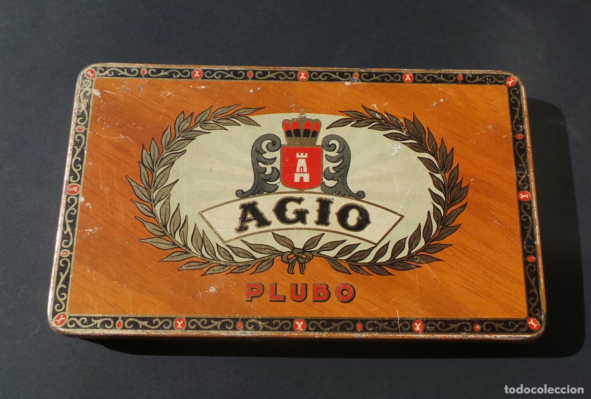 Caixas e caixinhas met&aacute;licas: ANTIGUA CAJA DE PUROS MET&Aacute;LICA AGIO PLUBO. CON LITOGRAF&Iacute;A IMITACI&Oacute;N MADERA. COLECCIONISMO