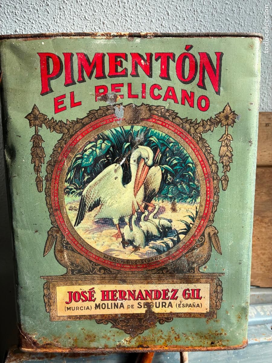 Caixas e caixinhas met&aacute;licas: Murcia lata piment&oacute;n El Pel&iacute;cano Jos&eacute; Hern&aacute;ndez Gil Molina de Segura mide 29x19x32,5 alto ver fotos