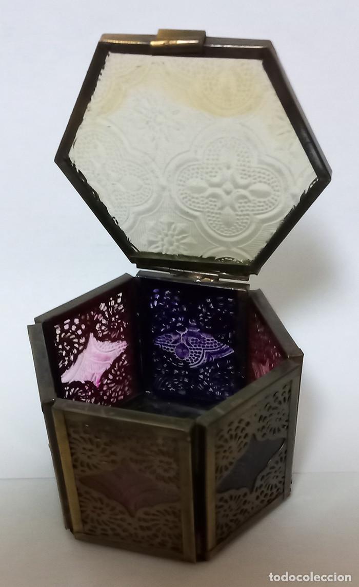 Cajas y cajitas met&aacute;licas: CAJA MET&Aacute;LICA - DISE&Ntilde;O EXAGONAL - ELABORADA CON LAT&Oacute;N Y CRISTAL
