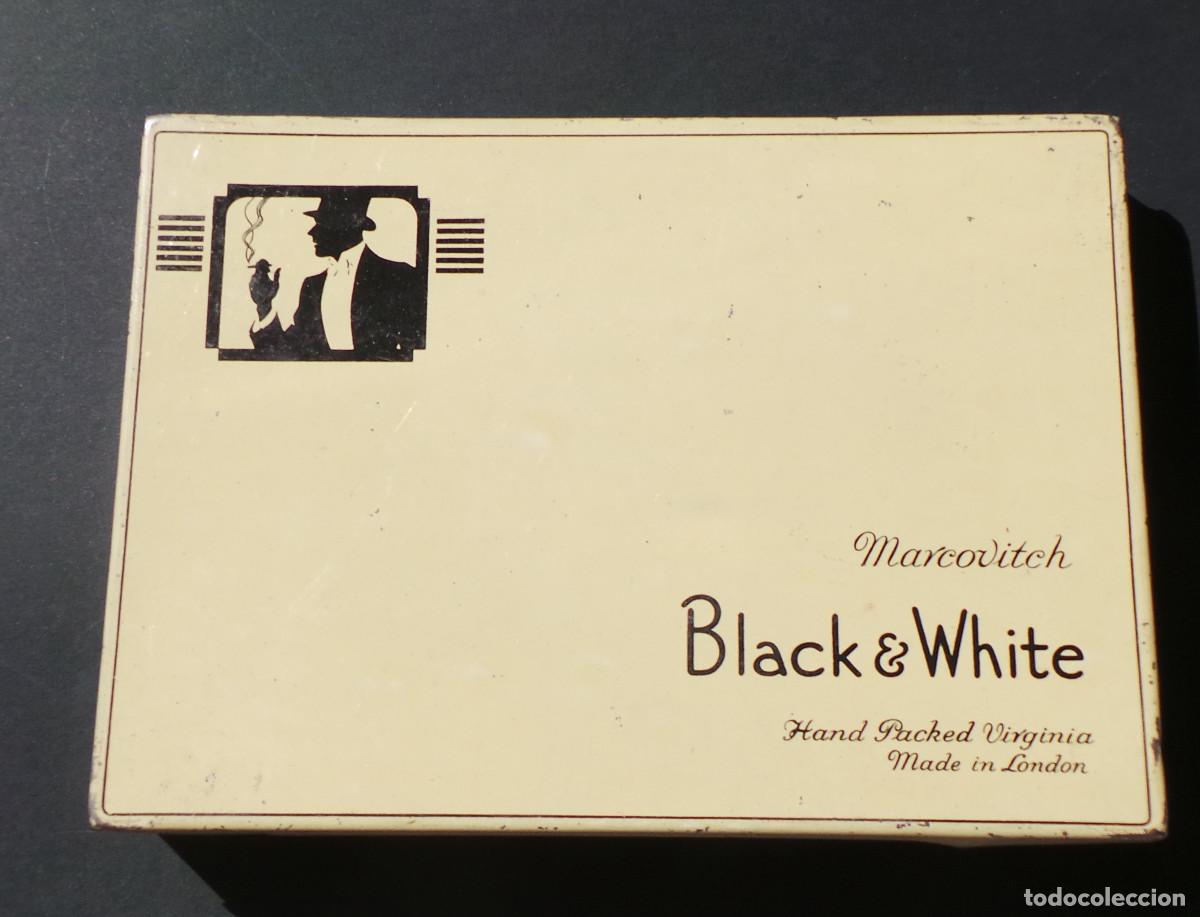 Cajas y cajitas met&aacute;licas: CAJA MARCOVITCH BLACK & WHITE, (TOBACCIANA) FABRICADO ORIGINALMENTE EN LONDRES, INGLATERRA.