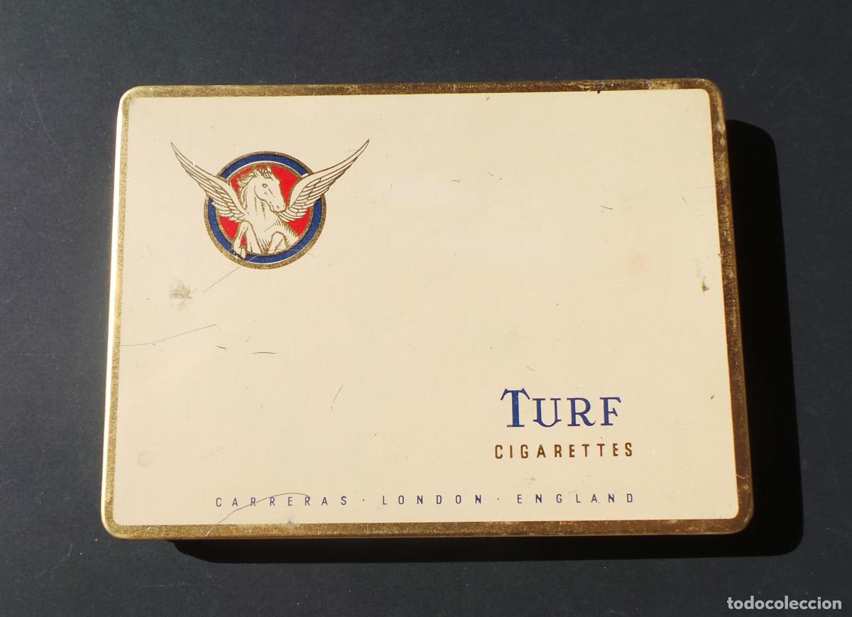 Cajas y cajitas met&aacute;licas: CAJA DE CIGARRILLOS TURF (CARRERAS, LONDRES). MET&Aacute;LICA, VINTAGE (A&Ntilde;OS 40/50).