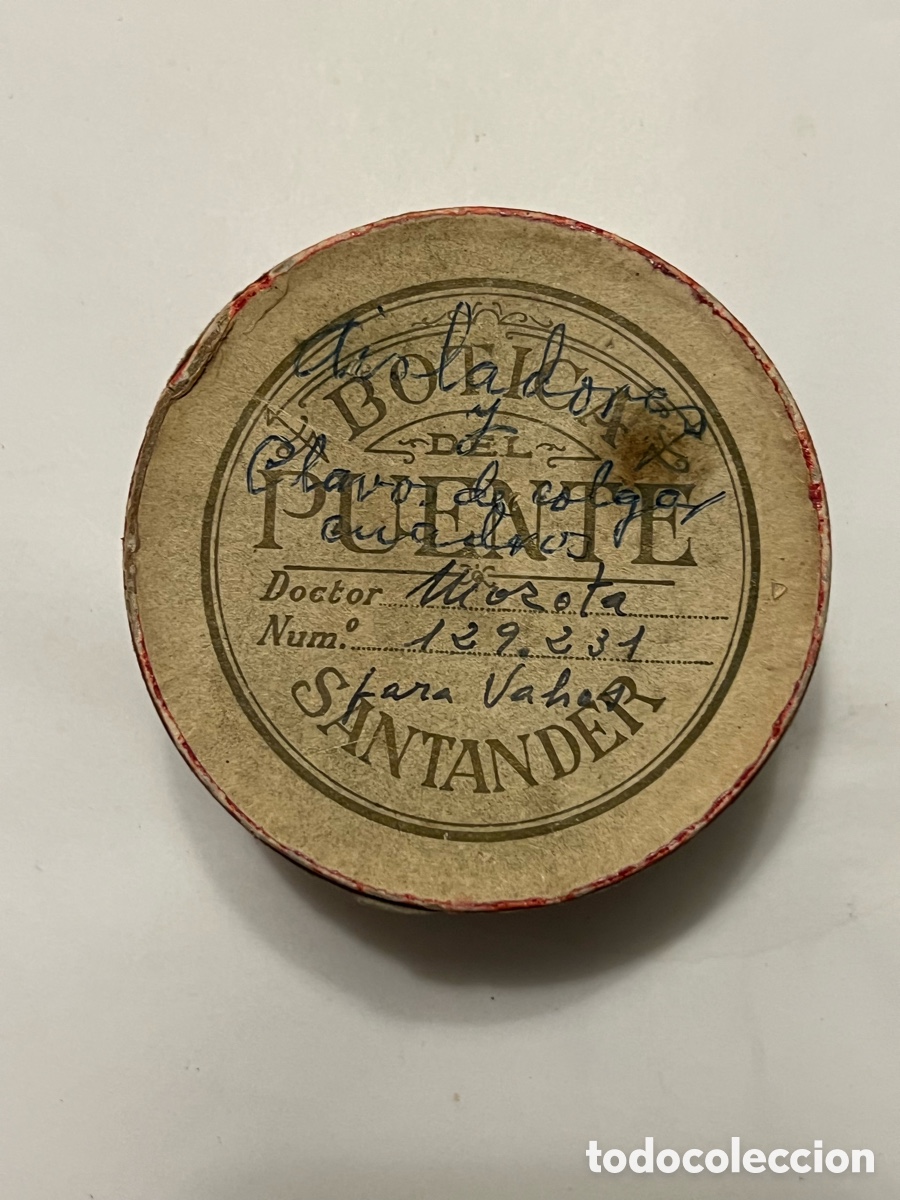 Caixas e caixinhas met&aacute;licas: SANTANDER. BOTICA DEL PUENTE.. Doctor Mozota, No.129.231.. Caja farmacia (h.1910?)