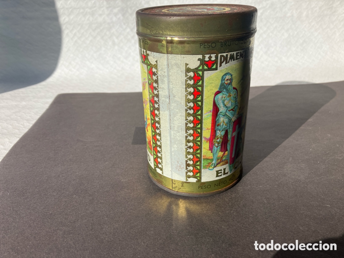 Cajas y cajitas met&aacute;licas: Antigua lata piment&oacute;n EL CID - Foto 2