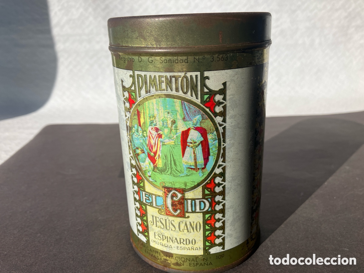 Cajas y cajitas met&aacute;licas: Antigua lata piment&oacute;n EL CID - Foto 4