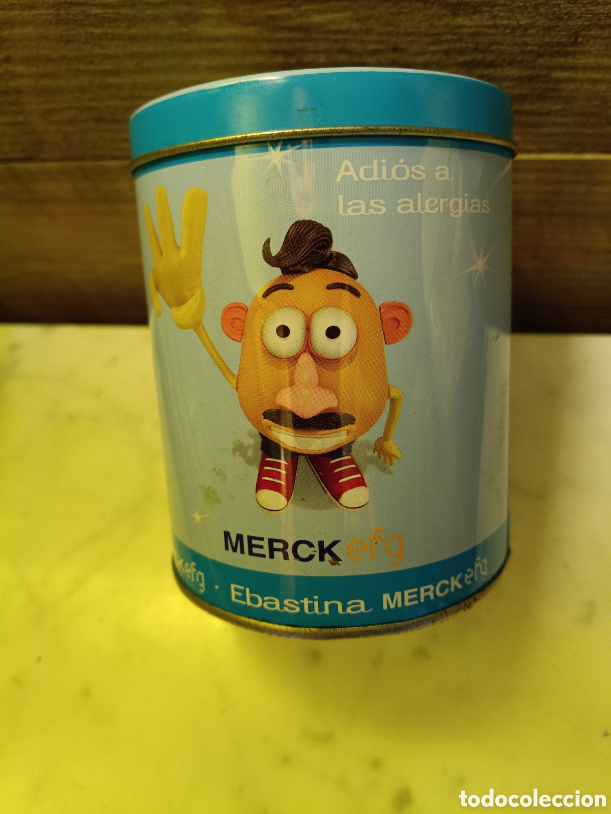 Bo&icirc;tes et petites bo&icirc;tes m&eacute;talliques: BOTE LATA PORTA-L&Aacute;PICES-PUBLICIDAD MERCK efg