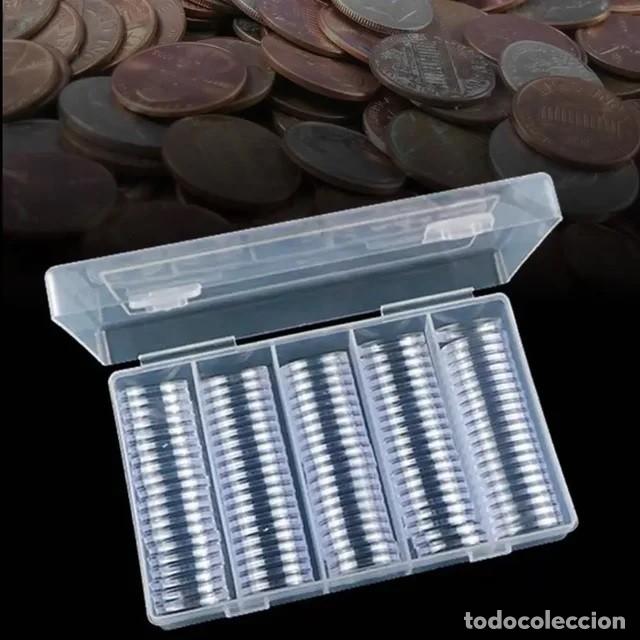 Cajas y cajitas met&aacute;licas: CAJA DE 100 CAPSULAS MONEDAS 25 MM - Foto 1
