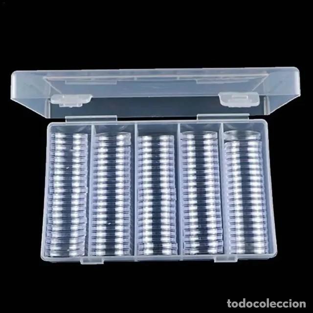 Cajas y cajitas met&aacute;licas: CAJA DE 100 CAPSULAS MONEDAS 25 MM - Foto 2