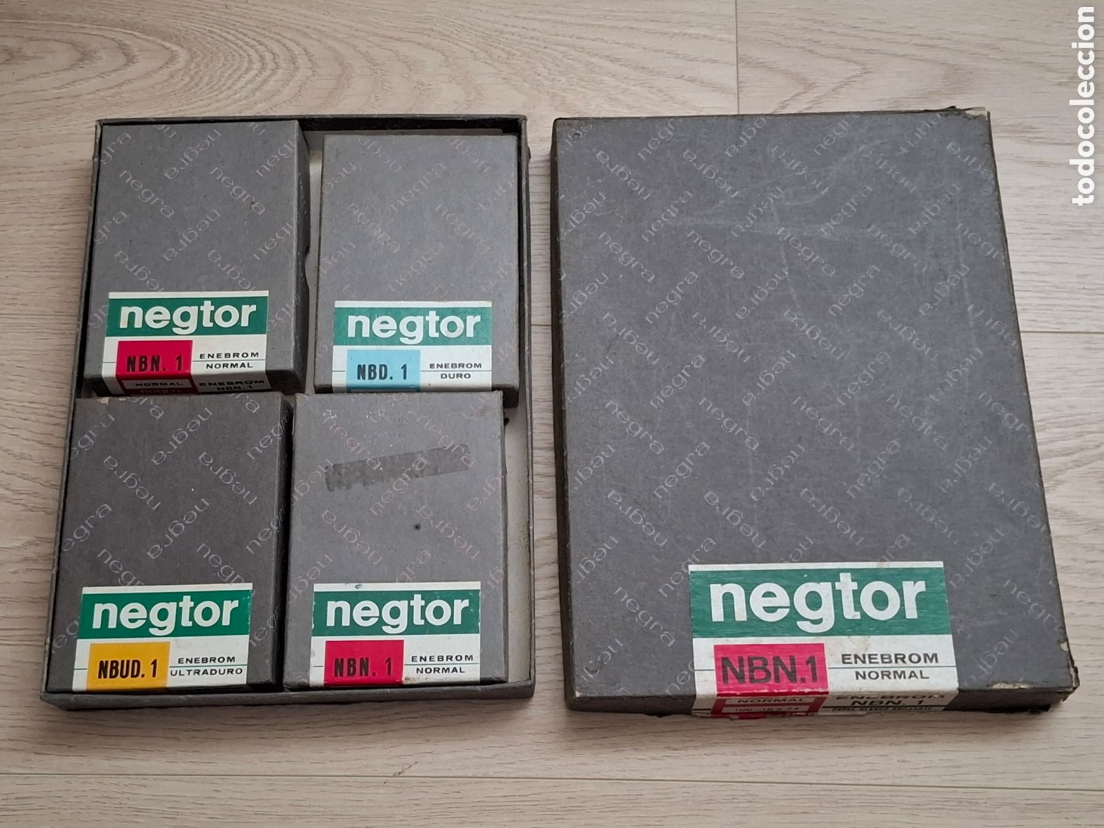 Cajas y cajitas met&aacute;licas: Lote 5 cajas vac&iacute;as antiguas de papel de fotograf&iacute;a Negtor, ver fotos