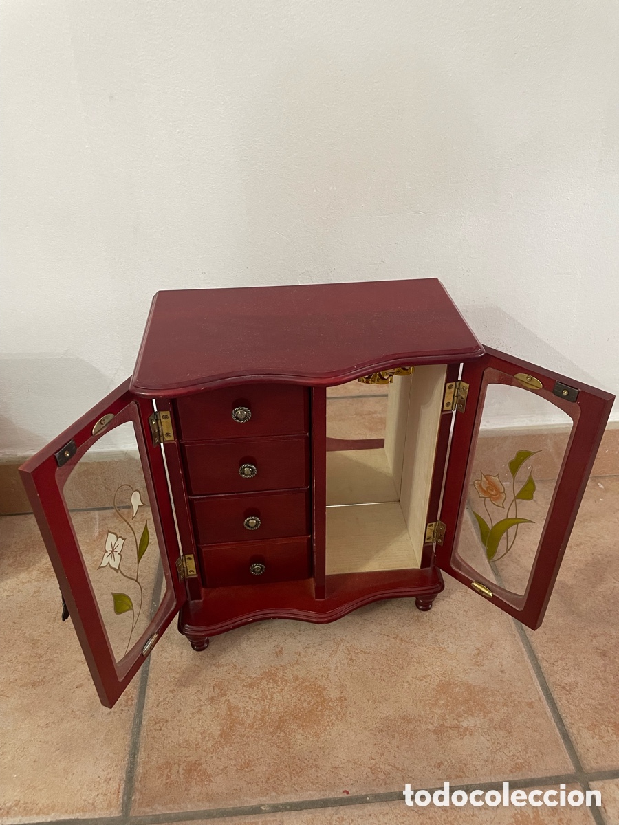 Cajas y cajitas met&aacute;licas: Joyero de madera rojo - Foto 2