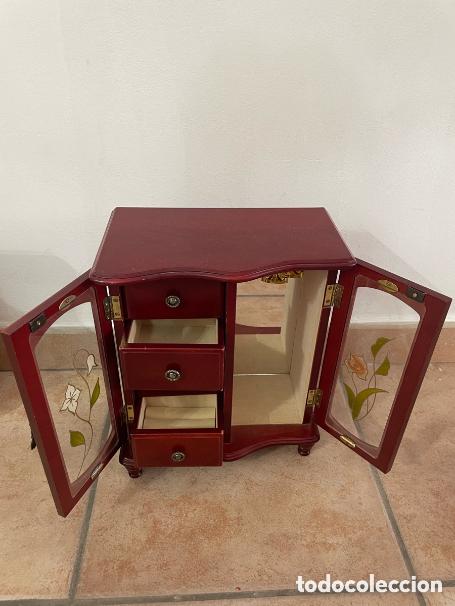 Cajas y cajitas met&aacute;licas: Joyero de madera rojo - Foto 3