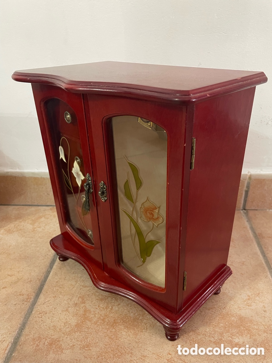 Cajas y cajitas met&aacute;licas: Joyero de madera rojo - Foto 4