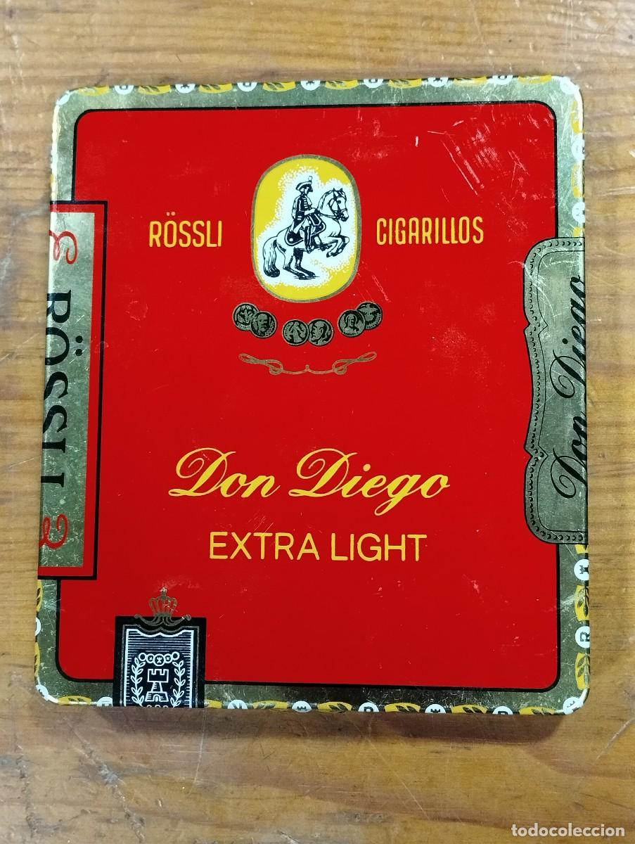 Cajas y cajitas met&aacute;licas: CAJA DON DIEGO VAC&Iacute;A (TABACO ROSSLI) EN LATA ANTIGUA.