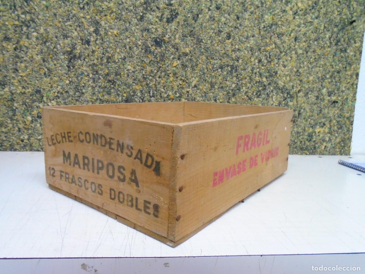 Cajas y cajitas met&aacute;licas: ANTIGUA CAJA DE MADERA DE LECHE CONDENSADA&rdquo;MARIPOSA&rdquo;12 FRASCOS DOBLES.
