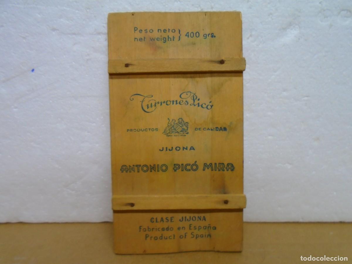 Cajas y cajitas met&aacute;licas: ANTIGUA TAPA DE MADERA DE TURRONES&rdquo;PICO&rdquo; JIJONA .16X9 CM.