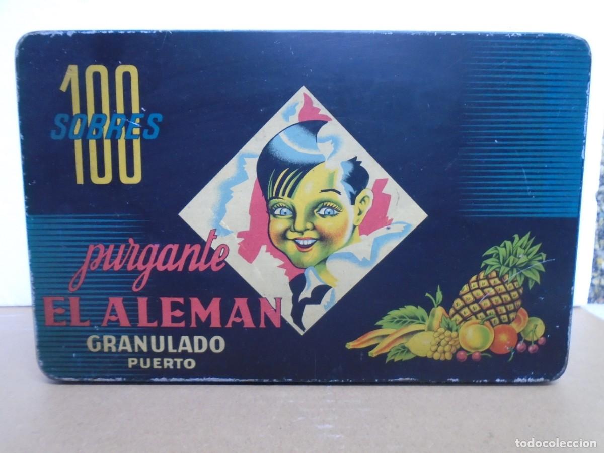 Cajas y cajitas met&aacute;licas: ANTIGUA LATA METALICA DE PURGANTE GRANULADO &rdquo;EL ALEMAN&rdquo;CAJA DE 100 SOBRES.