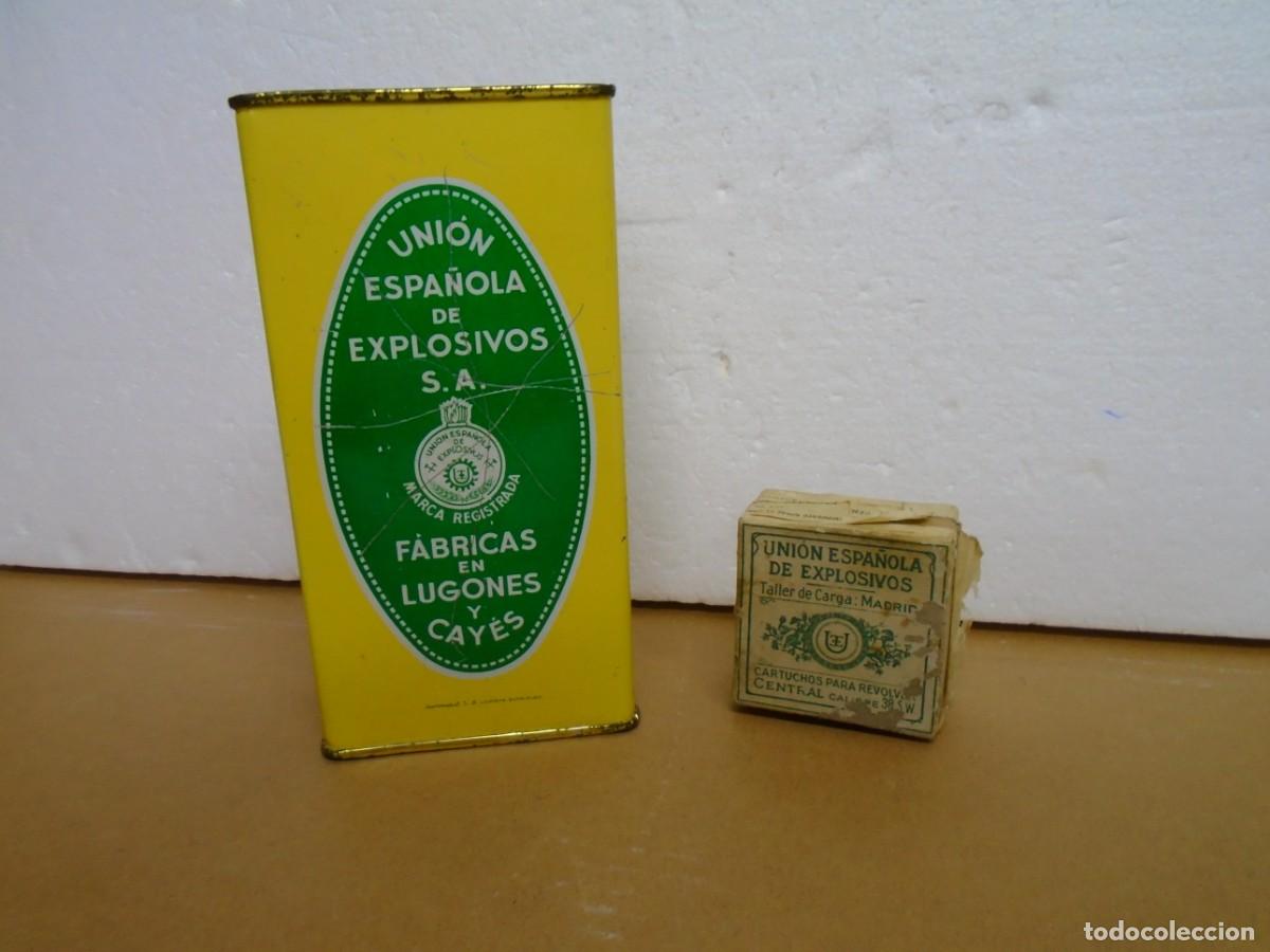 Cajas y cajitas met&aacute;licas: UNION ESPA&Ntilde;OLA DE EXPLISIVOS.ANTIGUAS CAJAS DE HOJALATA Y CARTON,VER FOTOS.