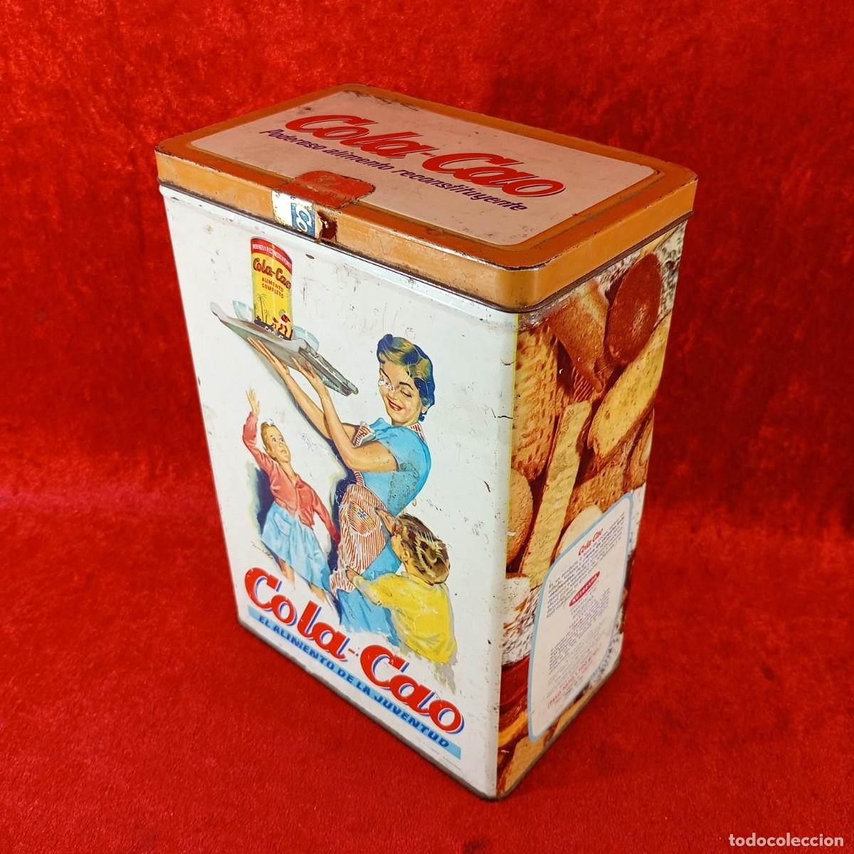 Cajas y cajitas met&aacute;licas: LATA METALICA PUBLICITARIA LITOGRAFIADA - COLA-CAO - MEDIADOS DEL SIGLO XX - RETRO - 15 X 22,2 CM