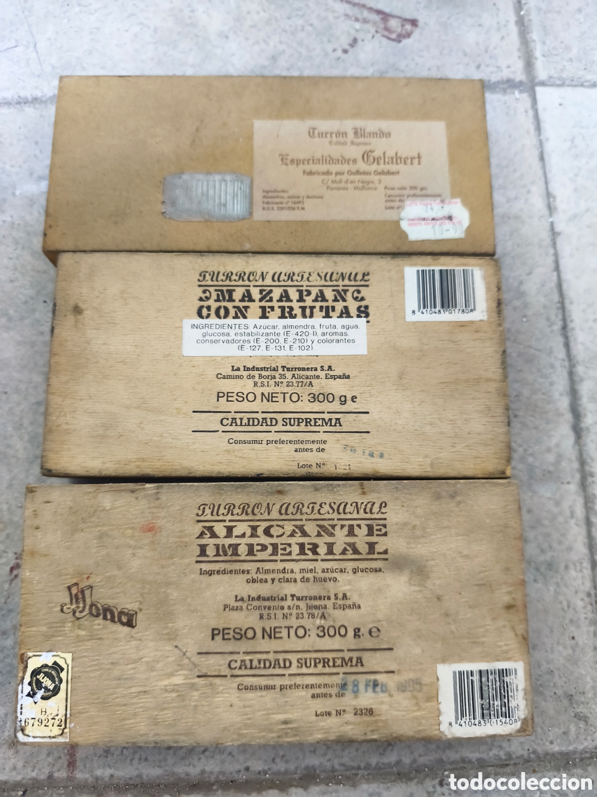 Cajas y cajitas met&aacute;licas: Lote 3 Cajas Antiguas de Madera de Turr&oacute;n - La Jijonenca y Torr&oacute; Fluix Gelabert Porreres Mallorca -